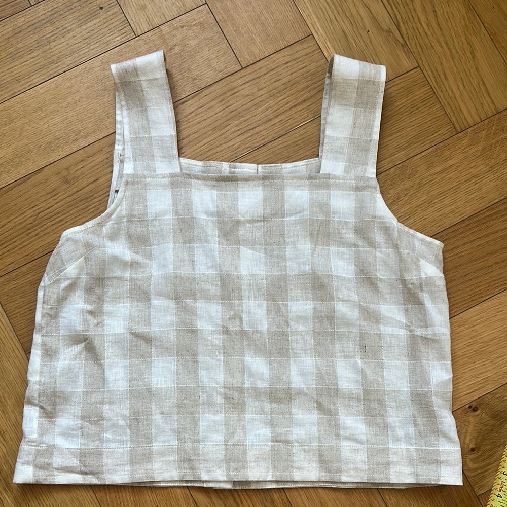 Madewell Linen Blend Gingham Tank